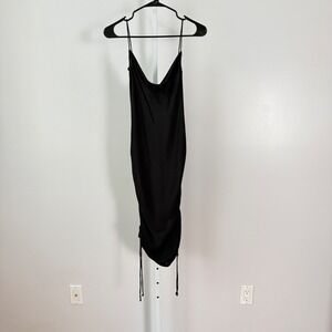Free People Intimately Ruched Side Spaghetti Strap Midi Dress Black S